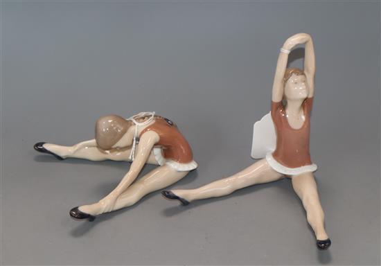 Two Royal Copenhagen models of seated ballerinas